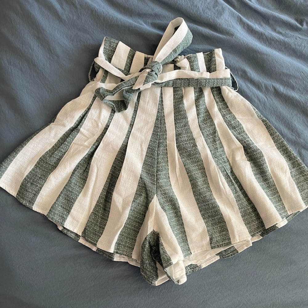 New: green striped shorts